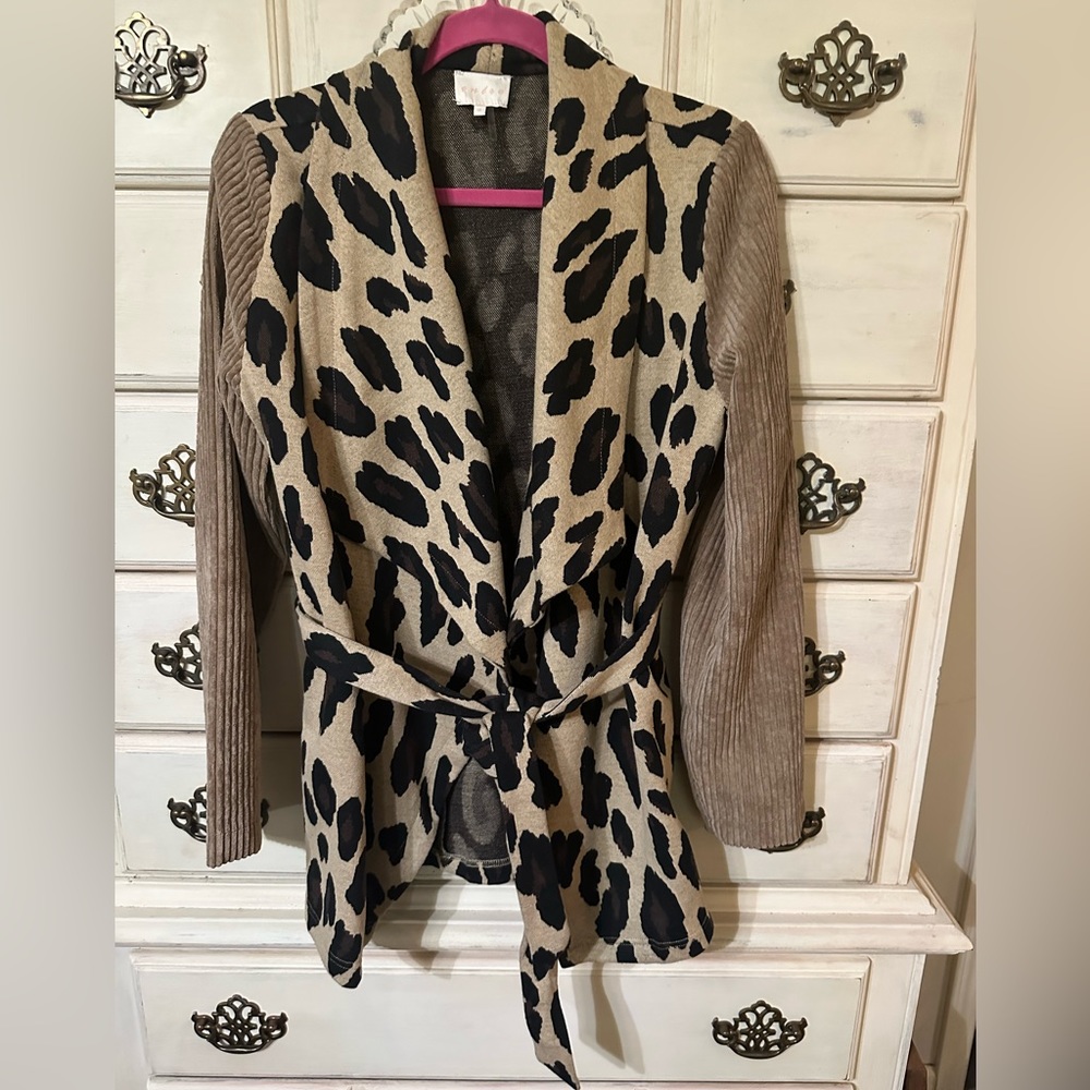 Corduroy tan and leopard jacket